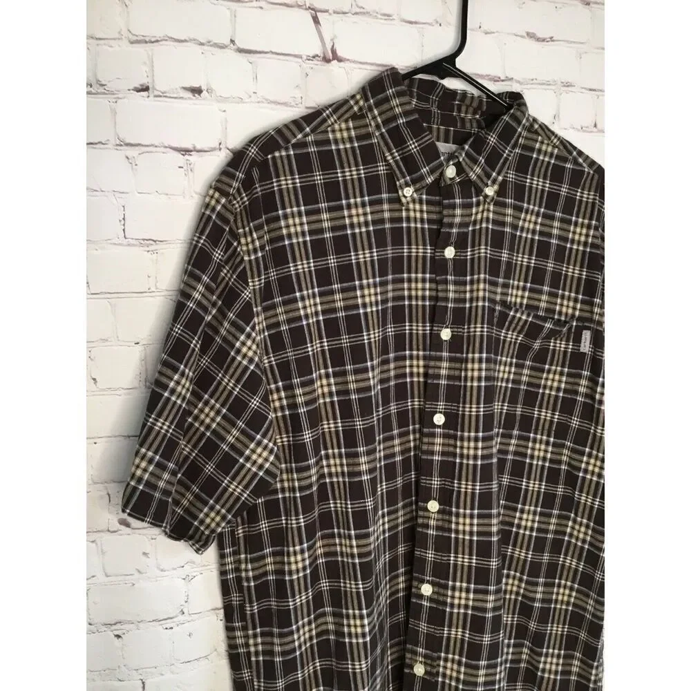 Carhartt Vtg Shirt Mens Large Tall Short Sleeve Button Down‎ Relaxed Fit